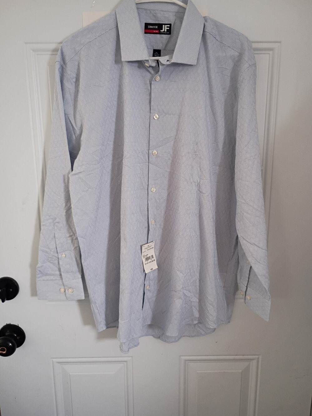 JF Ferrar Stretch Slim XLarge Blue Dobby Button Down Dress Shirt NWT